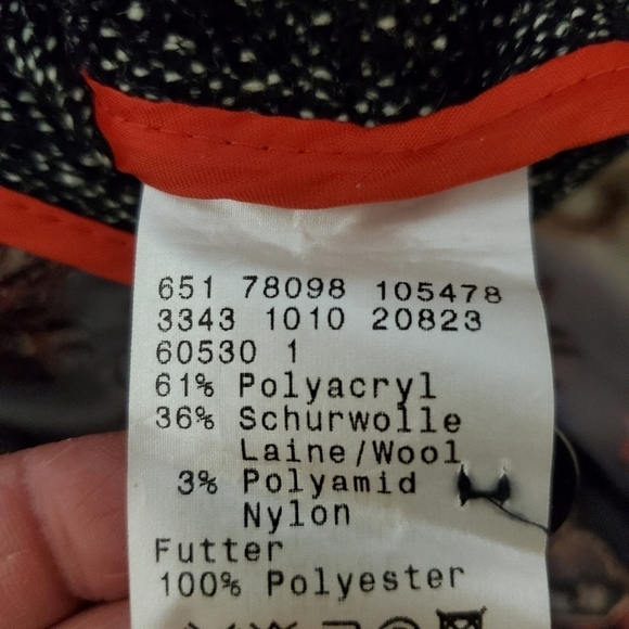 Marc Aurel Black Tweed Blazer Raw Hem Flap patch pocket Office Hidden Snap wool‎ - Picture 12 of 12